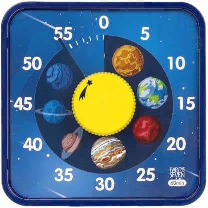 TWENTY5 SEVEN Galaxy Visual Timer for Kids, 7.5 Inch 60 Minute Countdown Timer, Mechanical Magnetic 1 Hour Clock for Classroom Teaching, Homework, Exam, Office Meeting & Time Management, Blue