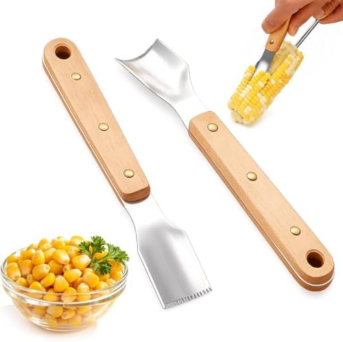 Corn Peeler for Corn on The Cob – Heavy-Duty 304 Stainless Steel Stripper,Rustproof Kernel Remover Tool for Soups,Salsas,Meal Prep,Compact & Easy Clean.（2pcs）