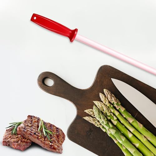 Ceramic Honing Rod for Knives, 11 Inch Knife Sharpener, Red