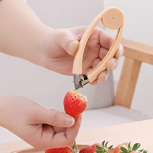 Strawberry Huller, Stainless Steel Fruits Vegetable Stem Remover Tomato Pineapple Corer Ergonomic Non-Slip Handle Strawberry Tomato Corer Kitchen Gadget(Orange)