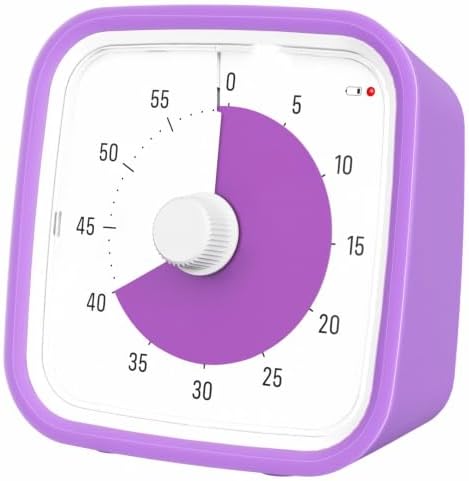 Visual Timer for Kids and Adult, 60-min Countdown Timer,Lightpurple