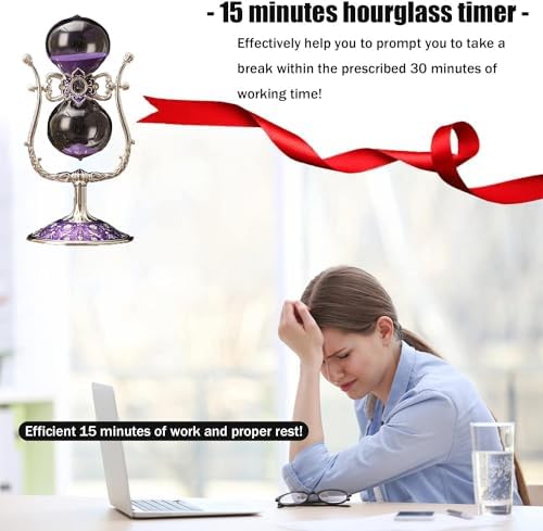 Sanduhr 15 Minuten,Metal Vintage Hourglass,Hour Glass,Hourglass Decor,for Home Decoration Office Desk Wedding Party Decor Kitchen Timer (Violetter Sand)