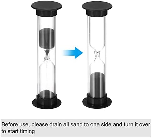 PATIKIL 3 Minute Sand Timer, 4Pcs Small Sandy Clock with Plastic Cover, Count Down Sand Glass for Games, Kitchen, Party Favors DIY Decoration, Black