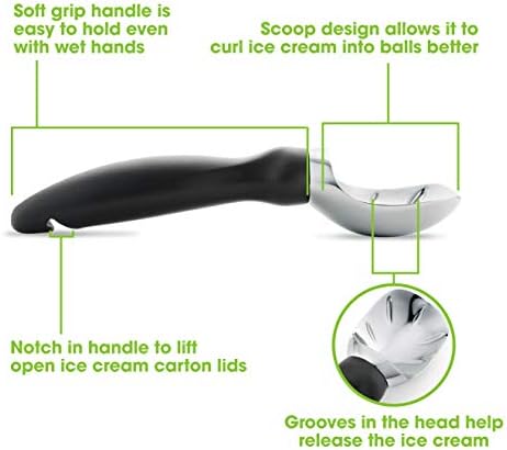 Spring Chef Premium Ice Cream Scoop & Magnetic Ice Scoop - 2 Product Bundle - Black