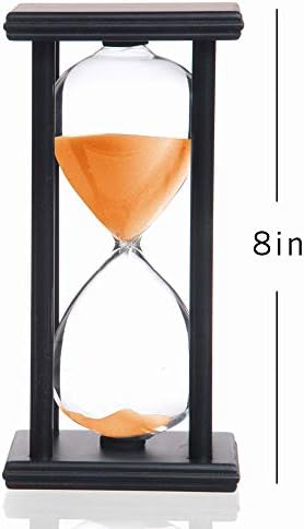 SAMLONG Hourglass 60 Minute Orange Sand Timer, Black Wooden Frame Sandglass