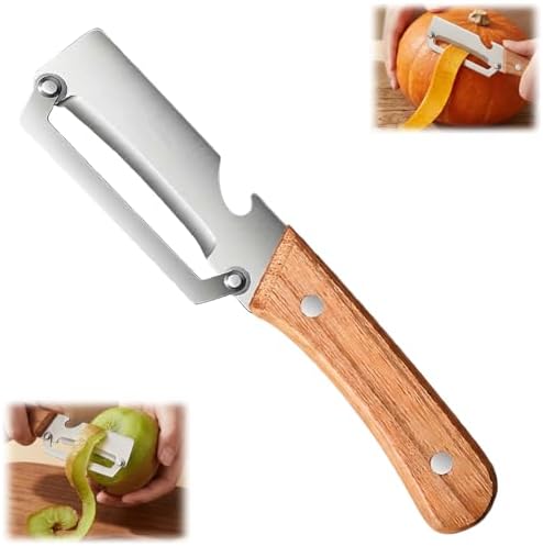 Multi-Functional Vegetable Peeler for Kitchen, New Ultra-Sharp Stainless Steel Blade with Wooden Handle and Bottle Opener, For Fruits and vegetables (1 Pcs)