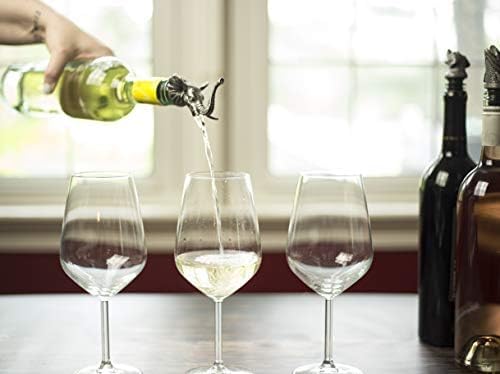TXOKO Premium Stainless Steel Wine Pourer, Aerator and Decanter - Pour Spout for Red, White and Rose Wine, Liquor and Olive Oil! Gift Box Packaging includes extra stopper.