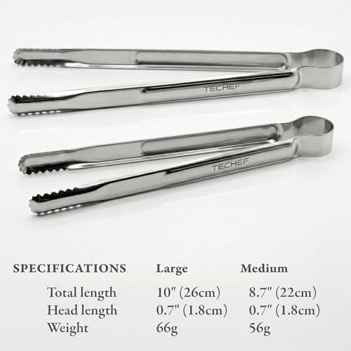 TECHEF Kitchen Shears With 2 Stainless Steel Tongs & Travel Bag, Dishwasher Safe, 4-Piece Complete Set, Made in Korea (Scissors & Tongs Set)
