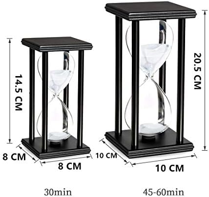 Lodunsyr Hourglass Timer for 60 Minutes Sandglass Timer for Kitchen Living Room Home Bedroom Party Festival School Game Sand Timer (Black Frame White Sand)