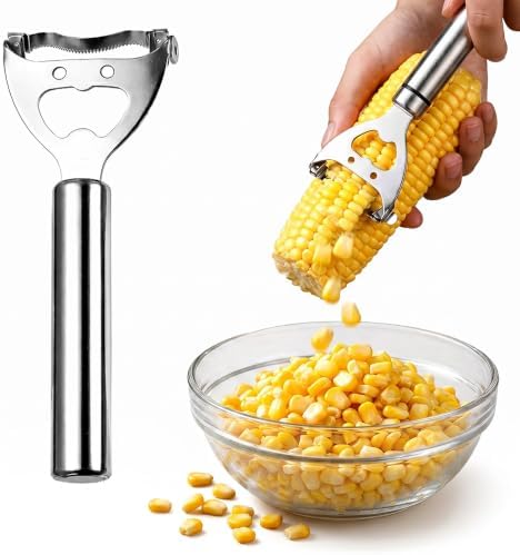 Stainless Steel Corn Peeler, Corn Cob Stripper Tool (1, Silver)
