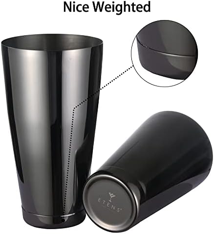 ETENS Boston Cocktail Shaker Black, Cocktail Shaker Tins Weighted, Bar Shaker Set Bartender Shakers for Bartending - Martini Shaker Stainless Steel Drink Mixer | Bar Tools Metal Shaking Tin | Gunmetal