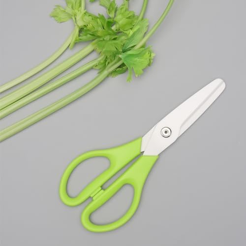 Ceramic Kitchen Scissors 8" Ceramic Blade Scissors White Sharp Blade with Green ABS Handle Cooking Shears for Office School Crafting Kitchen (Green)