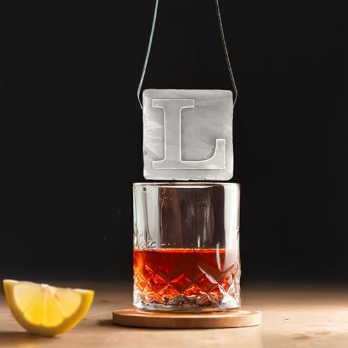 Monogrammed Ice Cubes Mold with Lid, 2 inch Whiskey Ice Cube Tray, Personalized Initials Silicone Cocktail Ice Cube Mold, Wedding Monogram, Thank You Gift, Gifts for Dad (Letter L)