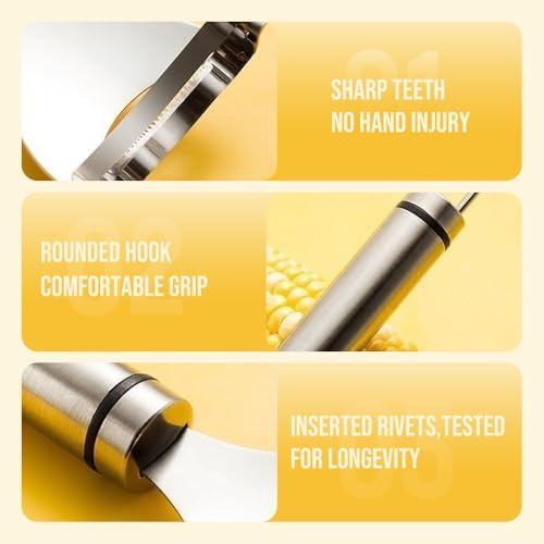 Corn on the Cob Stripper Tool, 2026 New Corn Peeler，2 Pcs Silver