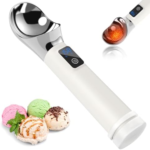 TechRise Heated Ice Cream Scoop, 5000mAh Rechargeable Ice Cream Scooper with LED Display, Heats Up to 158°F for Hard Frozen Ice Cream, IP67 Waterproof, Easy Scoop for Seniors & Kids, Ideal Gift, 2oz
