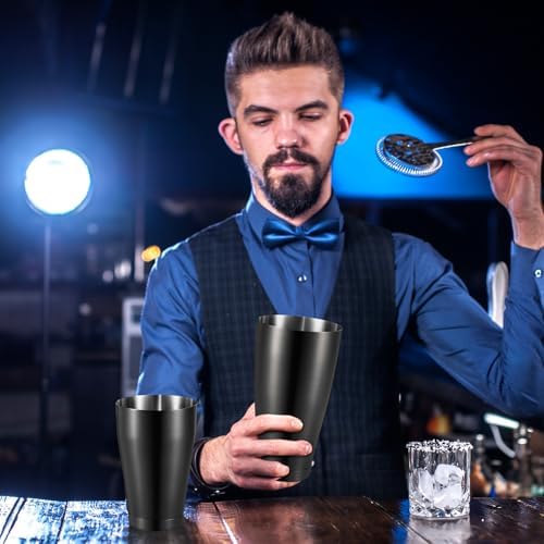 Sabary 6 Pcs Shakers Bartending Boston Cocktail Shaker, Sanding Black