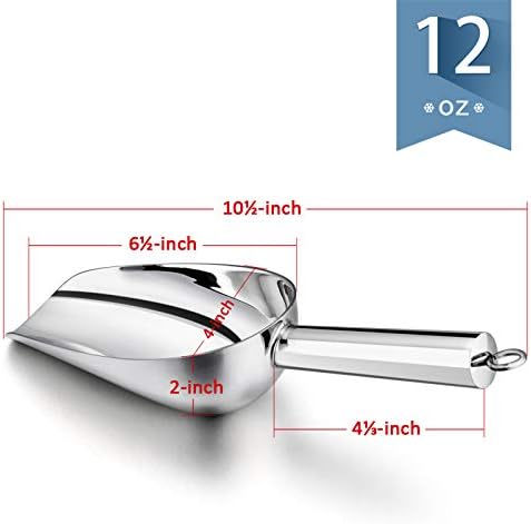E-far Metal Ice Scoop Set of 2, 12 Ounces Kitchen Ice Scooper for Ice Maker