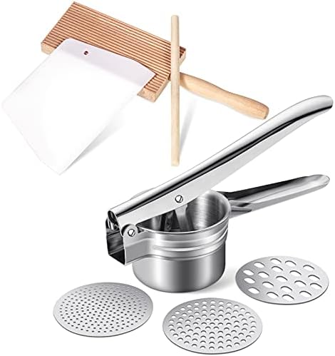 Potato Ricer Set, 3 Discs, Gnocchi Board, Rolling Pin, Pasta Tools