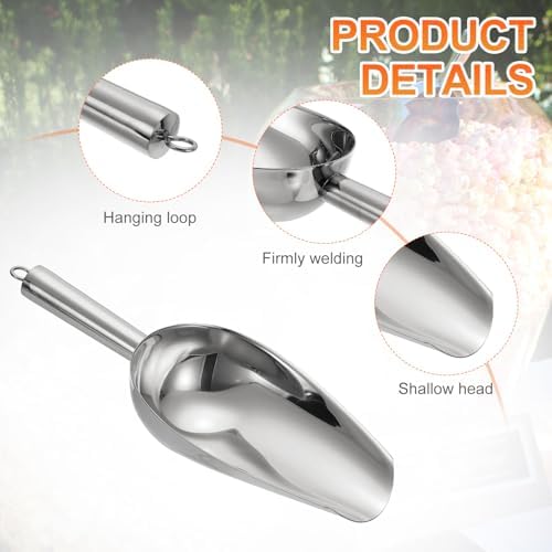uxcell Metal Ice Scoop, 11" x 4.1"Stainless Steel Ice Scooper for Kitchen Party Bar Wedding Use, Silver