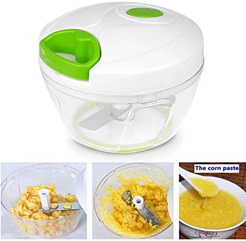 Multi-function Hand Held Vegetable Shredder Slicer Cutter Powerful Manual Pulling Food Chopper Cutting Various Foods Nuts Pesto (Green)