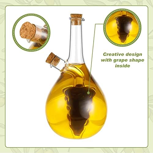 Suclain 2 Pcs Oil and Vinegar Dispenser, 2 in 1 Glass Olive Oil and Vinegar Cruet Dispenser Bottle, Olive Soy Sauce Dispenser Double Pourer Spout, Kitchen Cooking Container(Modern)