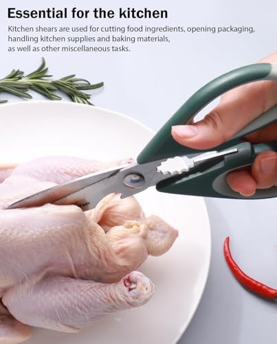 Kitchen Shears Scissors Food Scissors, 3-in-1 Multifunction Japanese Stainless Steel Meat Shears, Dishwasher Safe Sharp Shear All Purpose with Comfort Grip, Ideal for Everyday Use-Black
