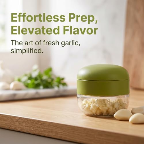 Garlic Press and Chopper, 2026 New Mini Garlic Press and Grinder for Kitchen, Portable Garlic Chopper Crusher Tool, Manual Garlic Cutter for Kitchen Cooking and Food Prep (1 Pack)