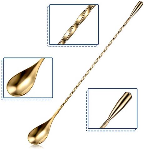 Boao 4 Pcs 12 Inch Stainless Steel Cocktail Spoons, Rainbow Assortment