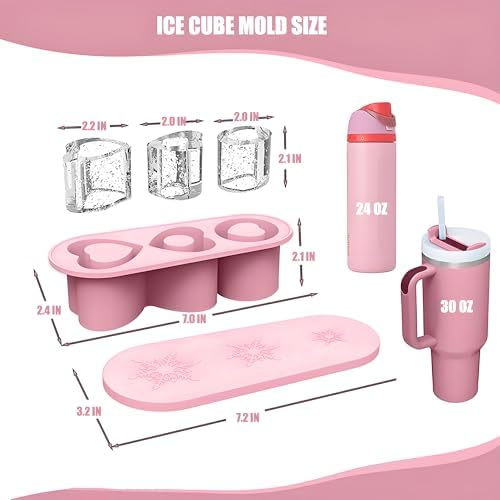 Ice Molds for Owala Water Bottle 24oz/32oz, Ice Trays for Freezer with Lid
