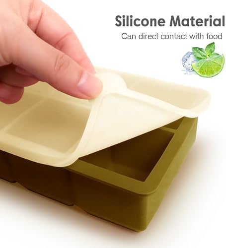 Excnorm Silicone Ice Cube Trays, 2‑Pack Large Square Molds with Lid