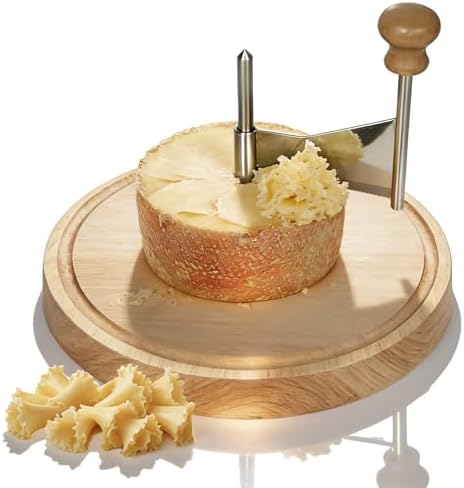 Cheese Curler Wheel with Wooden Board – Ideal Cheese Slicer Tool for Charcuterie Boards, Wine Evenings, Dinner Gatherings, Creates Perfect Petals and Curls