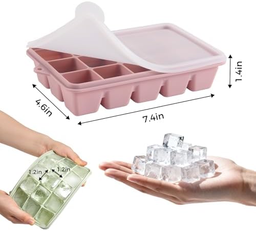 4 Pack Silicone Ice Cube Trays, Easy Release Ice Trays for Freezer with Lid