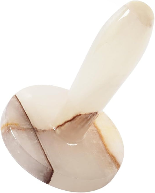 Marble Meat Pounder Tenderizer 5" Inches White Onyx Handmade Round Chicken Flattener Tool - Works Great As A Smash Burger Press - Meat Flattener for Steak, Chicken, Pork