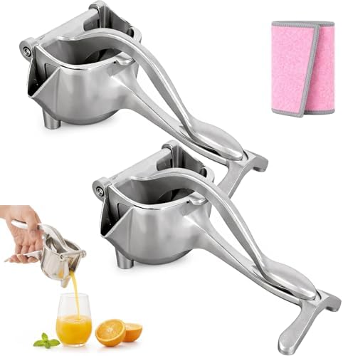 Heavy Duty Cast Iron Juicer Manual Hand Press, Stainless Steel Fruit Juice Squeezer for Lemon & Orange, Citrus Press Juicer (2PCS)