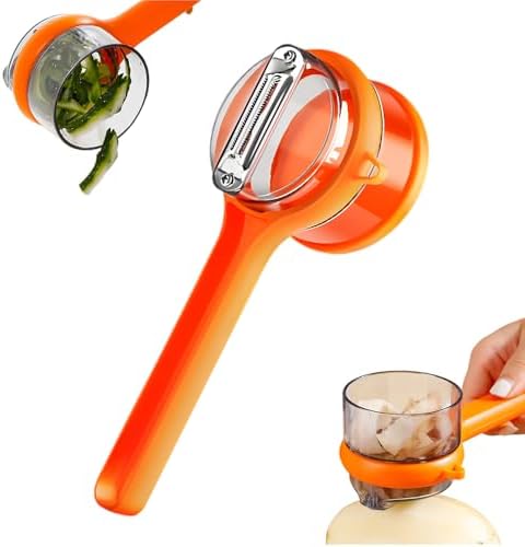 Peeler with Storage, 2025 New Vegetable Peeler with Container, Fruit and Vegetable Peeling Knife with Catcher, Kitchen Gadget for Holiday (Orange)