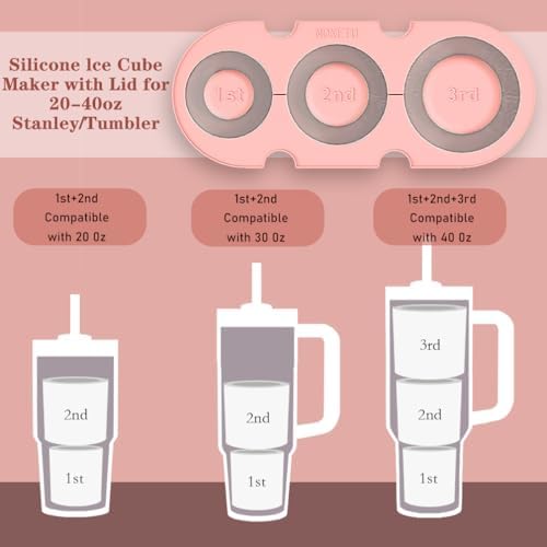 2PC Silicone Ice Mold for Stanley Cup 30 40oz, Tumbler Ice Maker