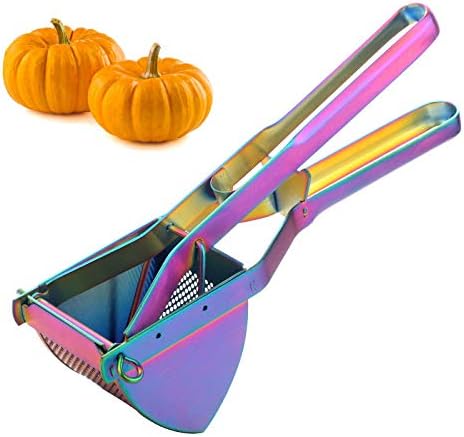 Stainless Steel Potato Ricer Masher Heavy Duty Stainless Steel Food Strainer Masher Press for Vegetables Fruit Pumpkin (Rainbow)
