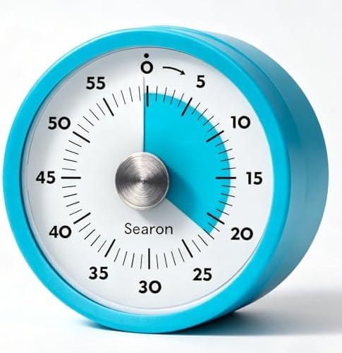 Searon Magnetic Kitchen Timer, 60-Minute Visual Dial (Blue)