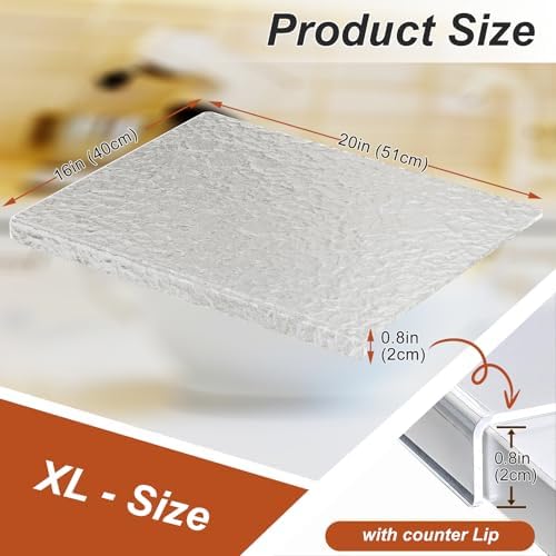 JJL Acrylic Cutting Board with Counter Lip, Anti-Slip, 20 x 16 Inches, Texture, Perfect for Cutting Bread, Meat, and Vegetables, Ideal Choice for Kitchen Countertop Décor