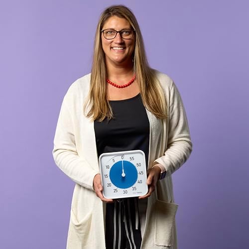Time Timer Original 8" Visual Countdown Timer – Medium 60-Minute Silent Classroom Visual Timer for SEL, Emotional Regulation, Focus, Calm Transitions, ADHD, Autism – (Blue & White)