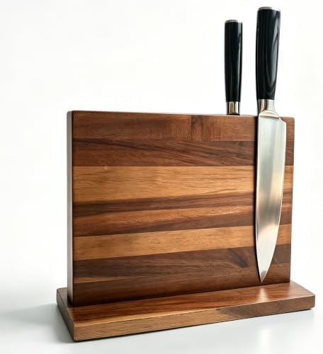 Wooden Magnetic Knife Block,Large Magnetic Knife Holder for Countertop
