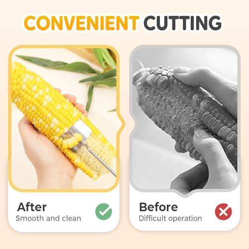 Corn Peeler for Corn on the Cob, Stainless Steel Corn Stripper Tool with Long Handle, Corn Kernel Remover Cutter for Kitchen, Corn Off Cob Tool for Home Cooking (3pc)