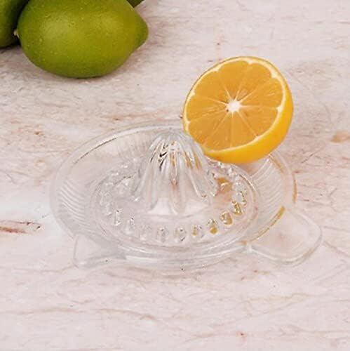 Calaberno Lemon Squeezer Citrus Juicer Manual Hand Squeezer with Handle and Pour Spout, Pulp and Pips Extractor, Heavyweight - Thick Glass with Pouring Lip - Traditional Ergonomic Design, BPA Free