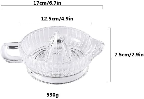 Manual Lemon Citrus Juicer with Handle and Pour Spout Clear Glass Orange Juice Extractor for Lime Home Kitchen Bar Gadget