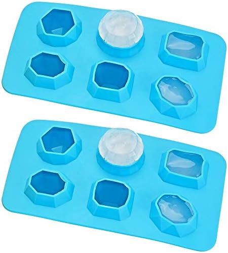 Ice Cube Tray – 2-Pack Blue Jewel Silicone Molds, Fun Shaped Ice Cubes for Parties and Drinks