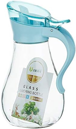 Olive Oil Dispenser, 20 oz / 600 ML, Oil and Vinegar Glass Cruet Bottle Container, Clear Condiment Pots, Seasoning Spice Storage Jar, BPA-FREE, Chef, Professional, Blue