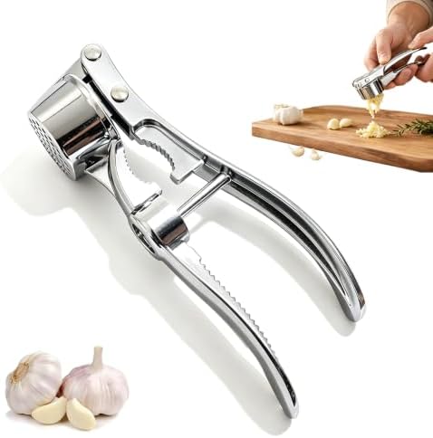 Heavy Duty Manual Garlic Press, Alloy Garlic Ginger Crusher, Easy-Squeeze Garlic Mincer with Ergonomic Handle, Easy Squeeze Kitchen Essential (Extra Large)