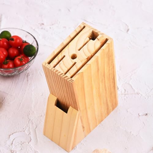 Wood Knife Block Kitchen Cutter Holder with Multiple Slots Countertop Cutter Storage Rack Kitchen Utensil Holder Decor for .87 X 5.82 X 2.48 in 1 piece