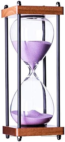 SAMLONG Large Hourglass Timer 30 Minute Decorative Wooden Sandglass, Purple