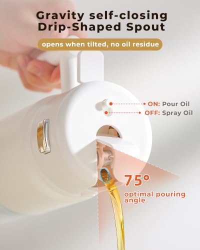 23.7oz/700ml Glass Olive Oil Sprayer for Cooking, 2-in-1 Oil Dispenser for Kitchen, Air Fryer, Salad, BBQ, Food Grade Spray Bottle with Portion Control